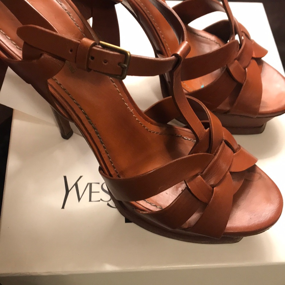 Yves Saint Laurent Tribute 105 Sandal Dark Cuoio
